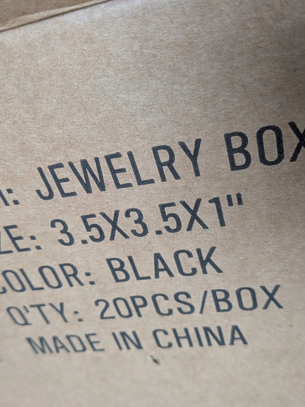 Black Textured Jewelry Box With Poly Fill - Set of 20